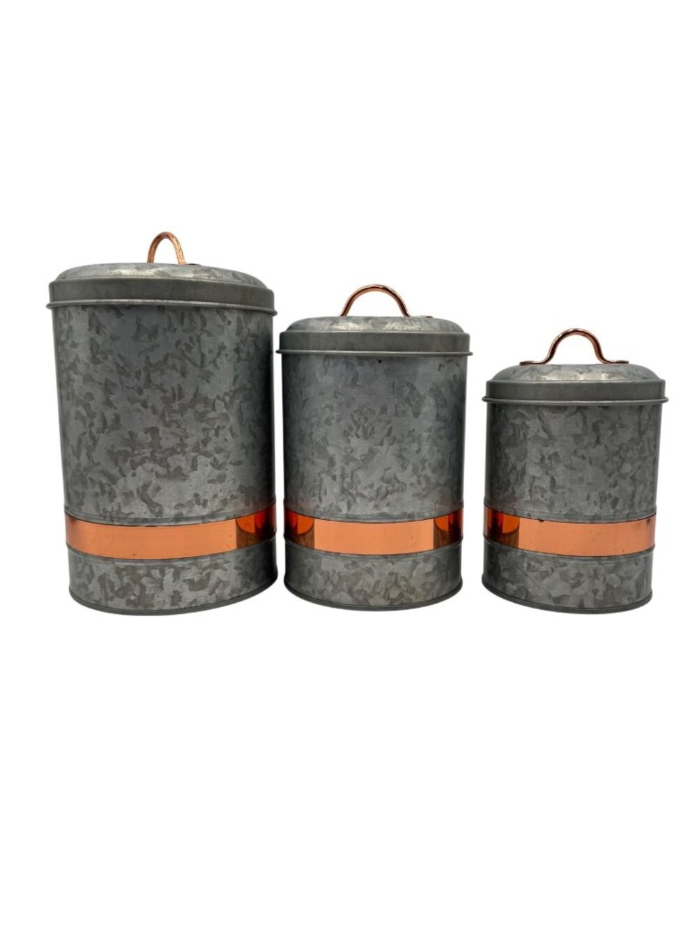 Better Homes & Gardens Galvanized Metal Three Canister Set With Copper Band